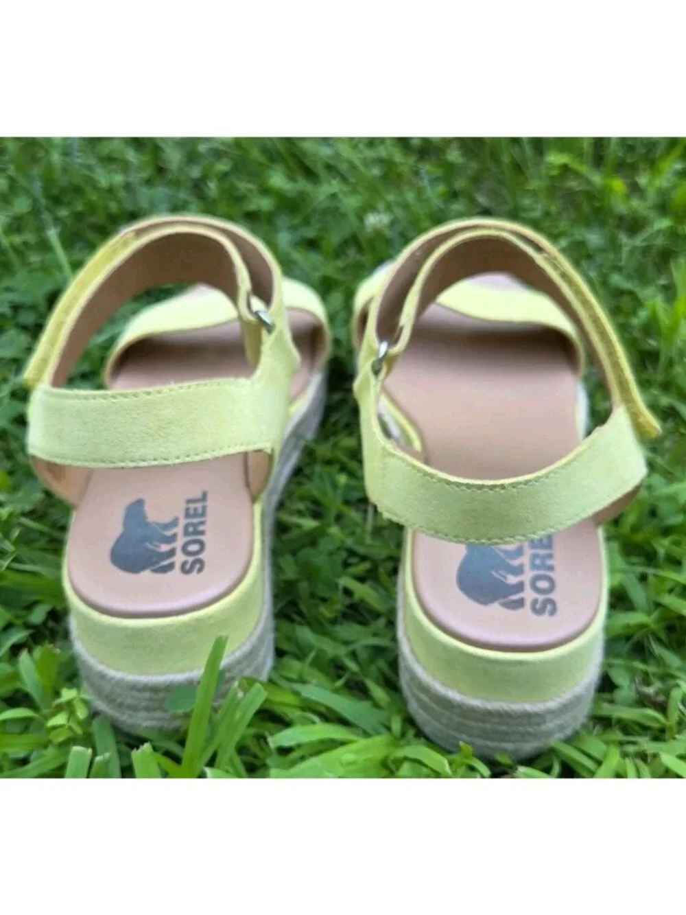 SOREL Cameron Multi Strap Platform Wedge Sandal Sunnyside Yellow Suede Wmn's 8.5